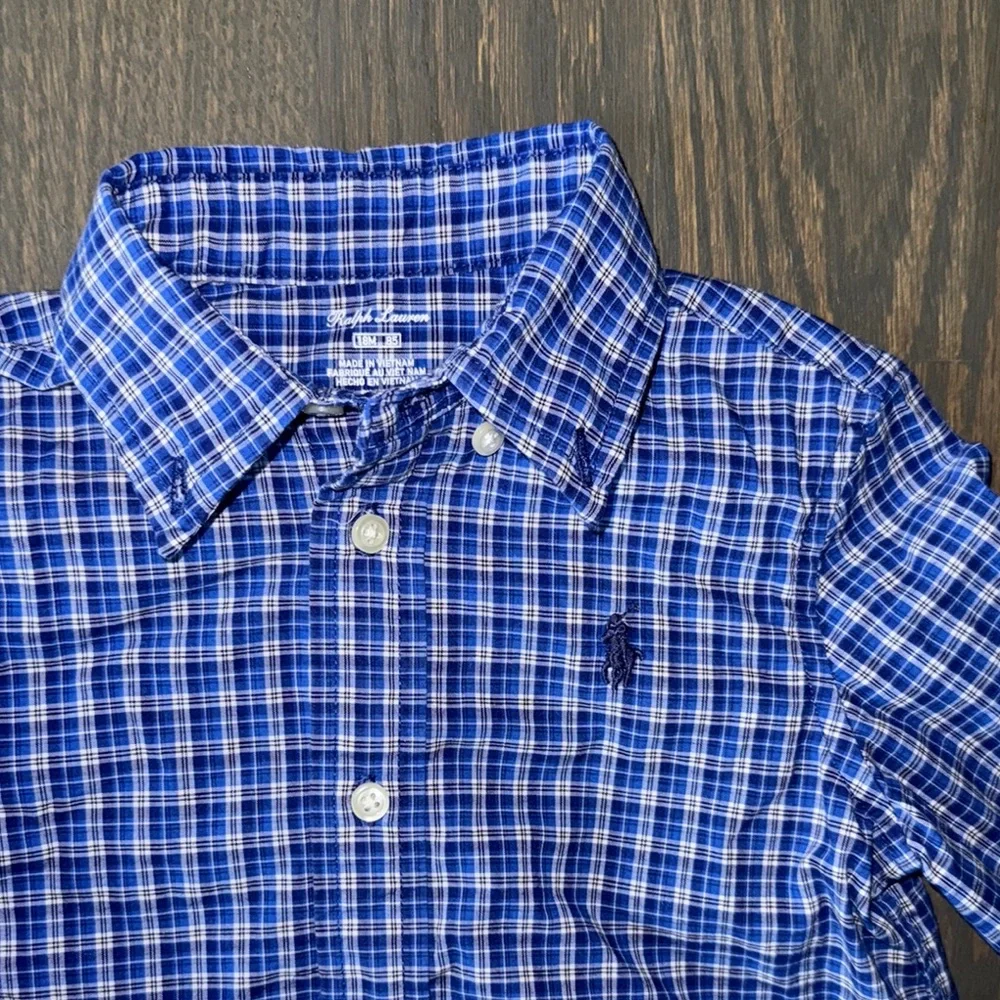 Ralph Lauren Blue Plaid Button Down Long Sleeve | 18M